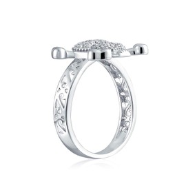 Bling Jewelry Skull Crossbones Ring 925 Sterling Silver Filigree Band,Clear,5