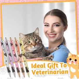 Outus 10 Pcs Cat Ballpoints Pens Cat Lovers Gifts Sparkly Pretty Cute Kawaii Ballpoints- Fancy Metal Retractable Black Ink Writing Pens for Journaling Women Girls Teachers School Office Supplies