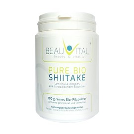 Pure Bio Shiitake Powder 100 g Lentinula edodes Shiitake Mushroom from EU Organic Agriculture, Vegan, No Artificial Additives