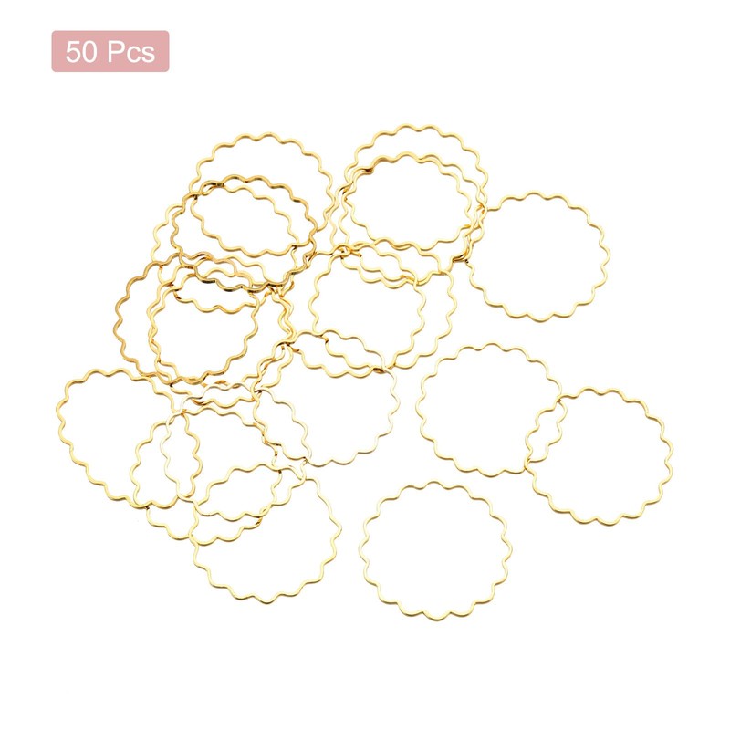 sourcing map Flower Earring Beading Hoop Rings, Open Bezel Linking