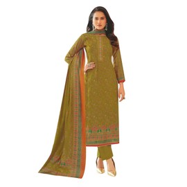 Ladyline Modal Silk Printed Embroidered Salwar Kameez Indian Bollywood Pakistani Dress (SPESK SPU1260) (44/Mustard)