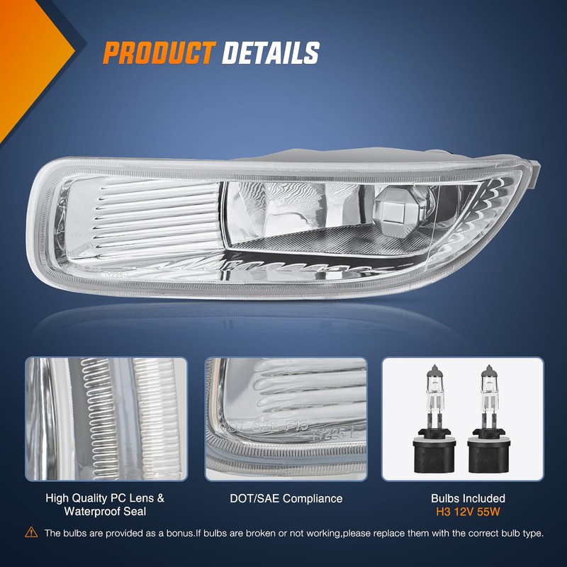 Nilight Fog Lights Assembly Compatible with 2003 2004 Toyota Corolla