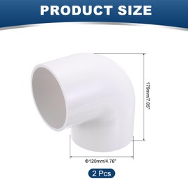 PATIKIL 5" OD Elbow 90 Degree Duct Connector, 2 Pcs PVC Plastic Dryer Hose Connector Pipe Fitting Adapter Coupling for Vent Hose or Straight Pipe Systems DIY Home Factory Industrial, White