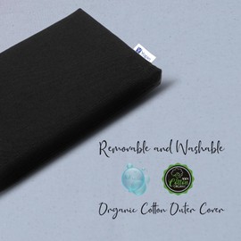 Yogan 1" Yoga Pilates Pillow Case Pillow - Organic Cotton Outer Cover (Removable & Washable), Recycled Fibre Filling Inner Cover, 30 x 20 x 2.5 cm, Jet Black