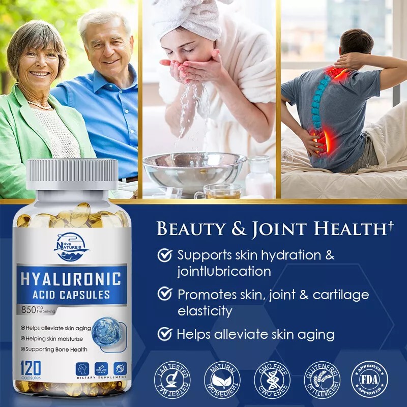 NATURE'S LIVE Hyaluronic Acid 850mg 120 Capsules w/ Vitamin C