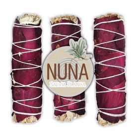 Nuna Sahumerio Orgánico Premium de Salvia Blanca y Pétalos de Rosa 5″ (12.7 cm) 3 Piezas