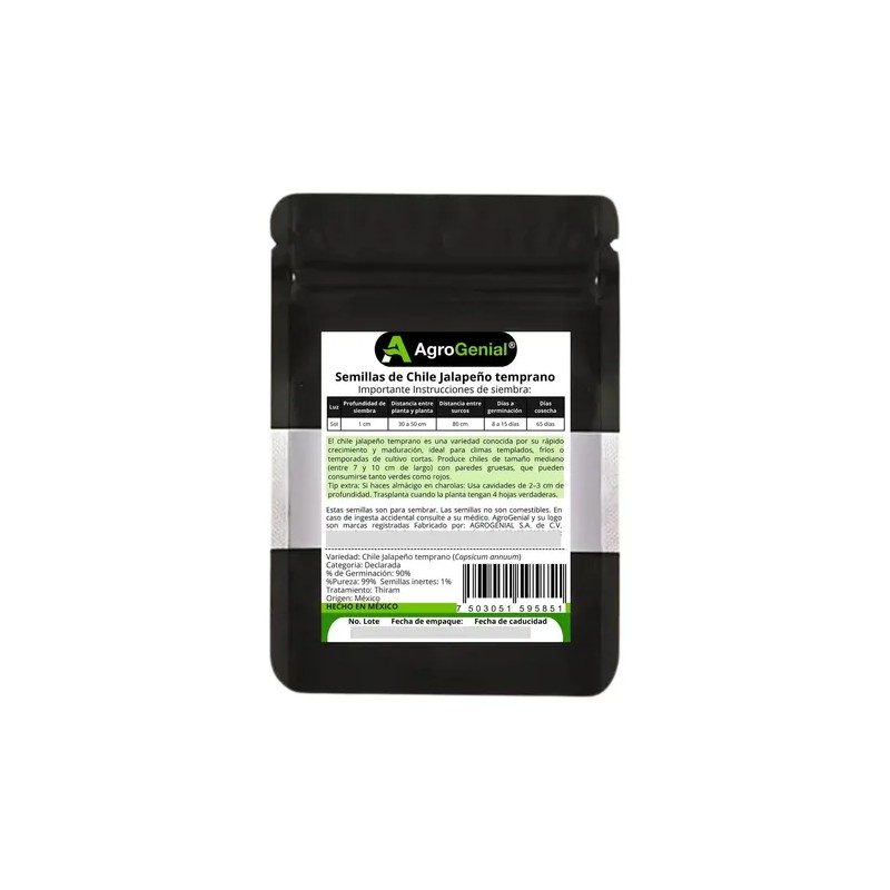 Semilla De Chile Jalapeño Temprano Agrogenial Para Sembrar Sobre De