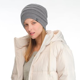 Fuzzy Lined Stretchy Cold Weather Toboggan Cap Stocking Slouchy Oversized Winter Knit Beanie