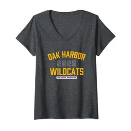 Womens Oak Harbor Wildcats Oak Harbor, Washington 2025 V-Neck T-Shirt