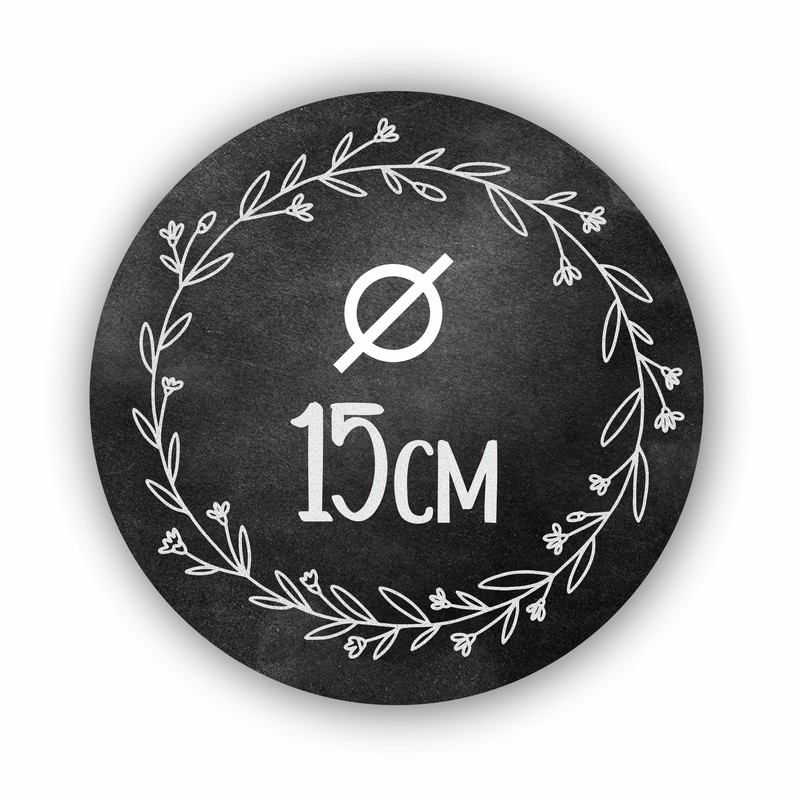Round Door Sign Diameter 15 cm Wreath Chalk Board Vintage