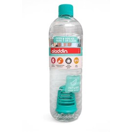 Botella de Agua con Infusor, Transparente, Tapa Verde, 950 ml
