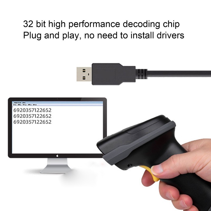 Wireless Barcode Scanner 3 in 1 USB Wired Handheld ABS