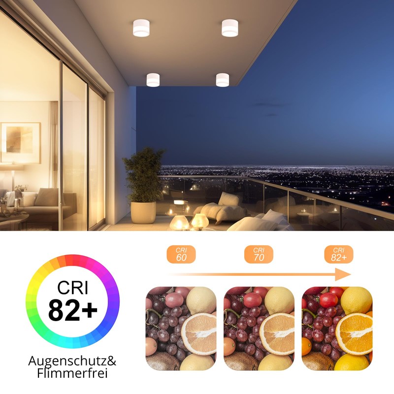 Temgin IP65 Ceiling Light Surface-Mounted White Matt LED 12 W