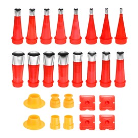 sourcing map 22pcs Caulking Finisher Kit 16 Stainless Steel Caulking Nozzle Applicators Reusable Caulking Nozzle Tips with 6 Connection Bases for Bathroom Kitchen Doors Windows