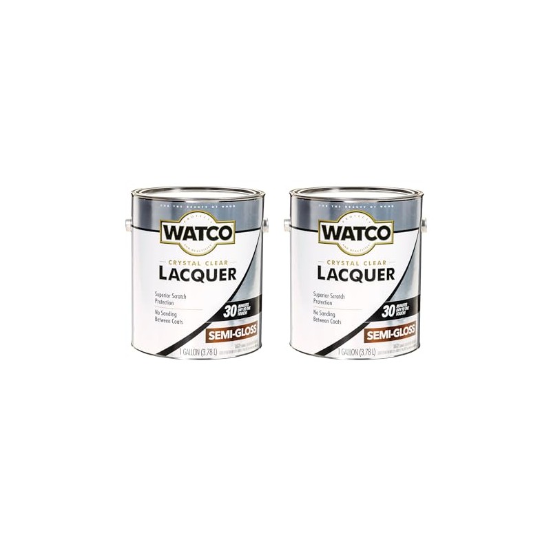 Watco 63131-2PK Lacquer Clear Wood Finish, Gallon, Semi-Gloss Clear, 2
