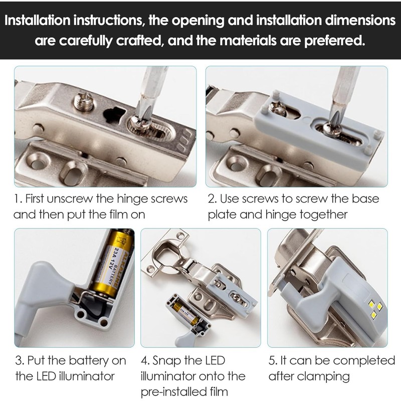 SEAFRONT 10 Pieces Hinge LED Sensor Light for Cabinet Doors,