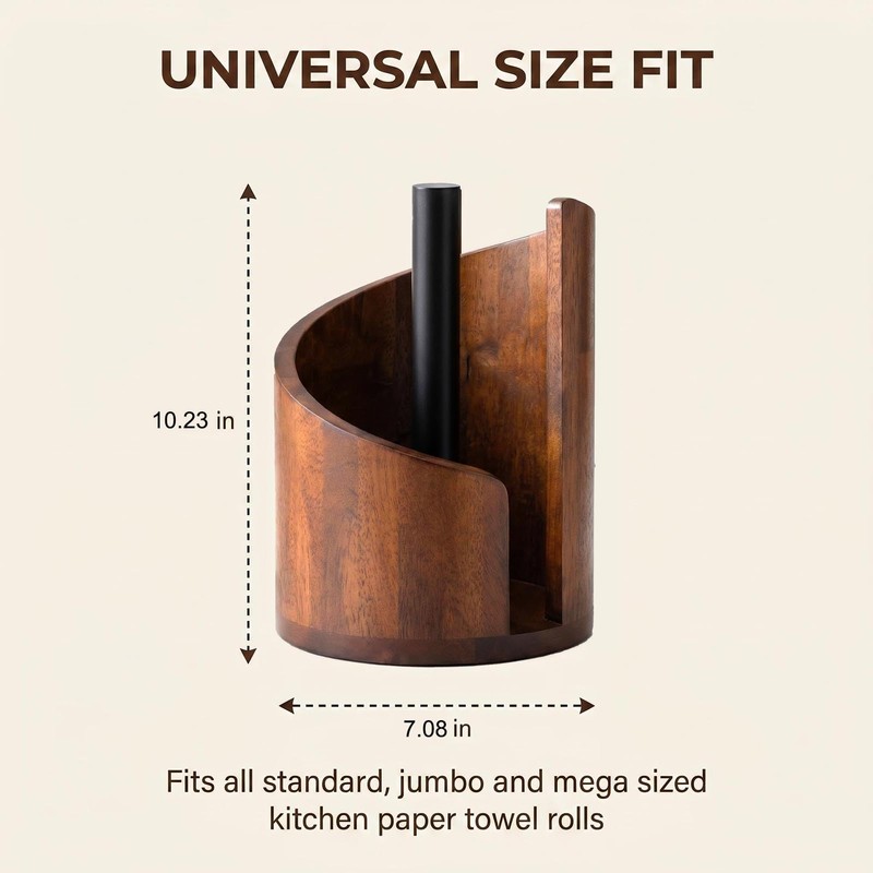 VANWYCHEN Wooden Paper Towel Holder(Brown), for Jumbo Rolls