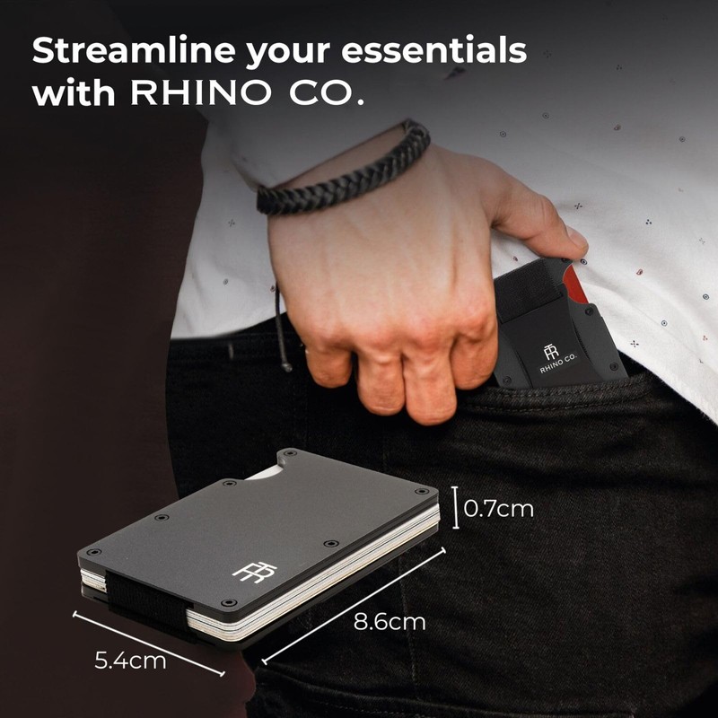 RHINO CO. Minimalist Metal Wallet RFID-Blocking Credit Card Holder with
