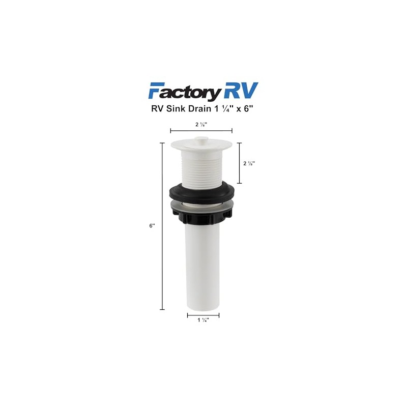 Factory RV Bathroom Sink Pop-Up Drain 1¼" x 6" |