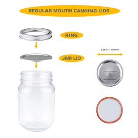 100 Pcs Regular Mouth Canning Lids+ 10 Pcs Mason Jar Rings, Silver, 70 mm Mason Jar Lids and Rings, Split-Type, Reusable and Leakproof (Silver, 70 mm, 100 Lids, 10 Rings)