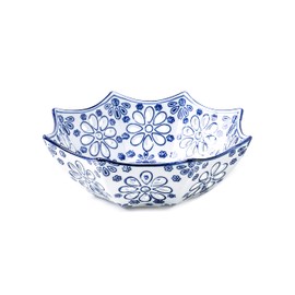 GaLouRo Blue and White Decorative Bowl, Blue Fruit Bowl, Berry Bowl, Chinoiserie Decor, Blue and White Porcelain Décor, Blue and White Fruit Bowl for Kitchen Counter, Home Decor,Square,10"