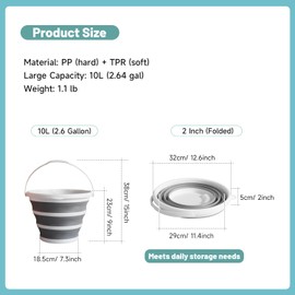 Moodyin Collapsible Water Bucket (10L / 2.6 Gal) – Portable, Easy to Carry & Store, Ideal for Car Wash, Cleaning, Camping, Fishing, Outdoor Activities with Collapsible Handle Design, 2 Pack