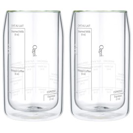 Ozeri Moderna Artisan Series Double Wall Barista Coffee Glass, 15 oz, Clear