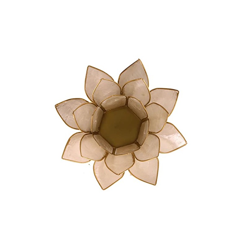 Lotus Teelicht Kerzenhalter aus Capiz Muscheln in hellblau