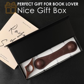 KINIVA Leather Weighted Bookmarks Book Weight Page Holder for Reading,Book Open Holder for Kids Adult,Gifts for Reader (01+04 Coffee)