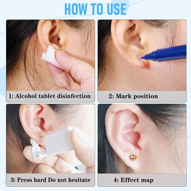 4 Pack Self Ear Piercing Gun,Disposable Safety Ear Piercing Kit