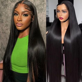 Zlzlblbl Straight Lace Front Wigs Human Hair Pre Plucked 13x6 Lace Frontal Wigs Human Hair 24inch Glueless Wigs Human Hair Natural Color Lace Front Wigs for Women