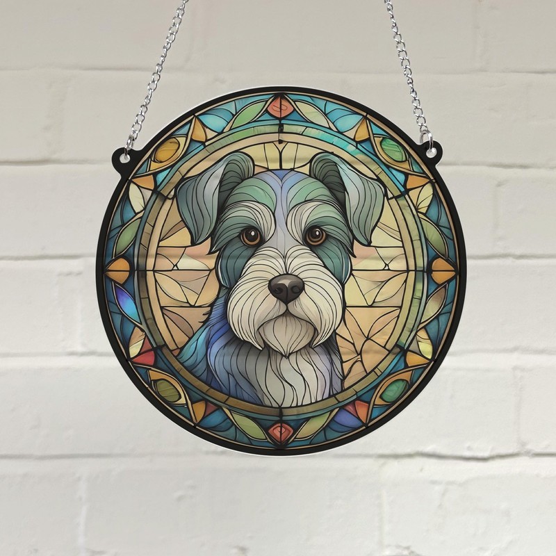 Image Industry Schnauzer Stained Glass Effect Suncatcher - Garden Gift