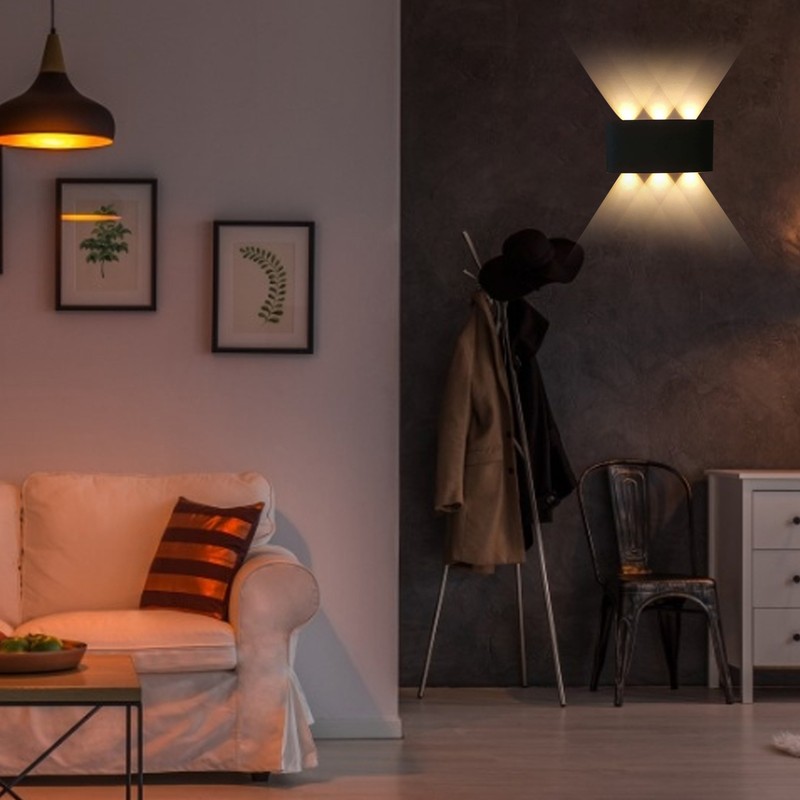 6W LED Wall Light Aluminium Black Shell Warm Light Up