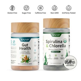 Gut Health Bundle - Snap Supplements - Gut Health + Spirulina & Chlorella - Natural Supplement Bundle Prebiotics Probiotics Dietary