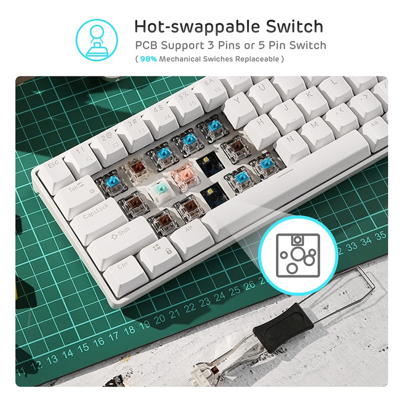 RK ROYAL KLUDGE RK68 Wireless Hot Swappable 65% Mechanical Keyboard,