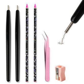 Fspronail Caviar Nail Beads Applicator Pen, 2PCS Magnetic Pen for Steel Ball Suction Rhinestone Picker Tool With Tweezers Wax Pencils Pickup Nail Gems DIY Crafts Jewelry Decoration Nail Art Supplies