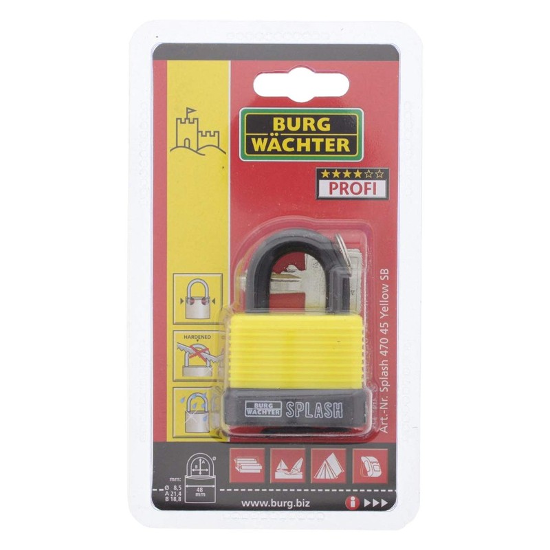 Burg-Wächter 39961 Padlock Splash 470 45 Yellow SB