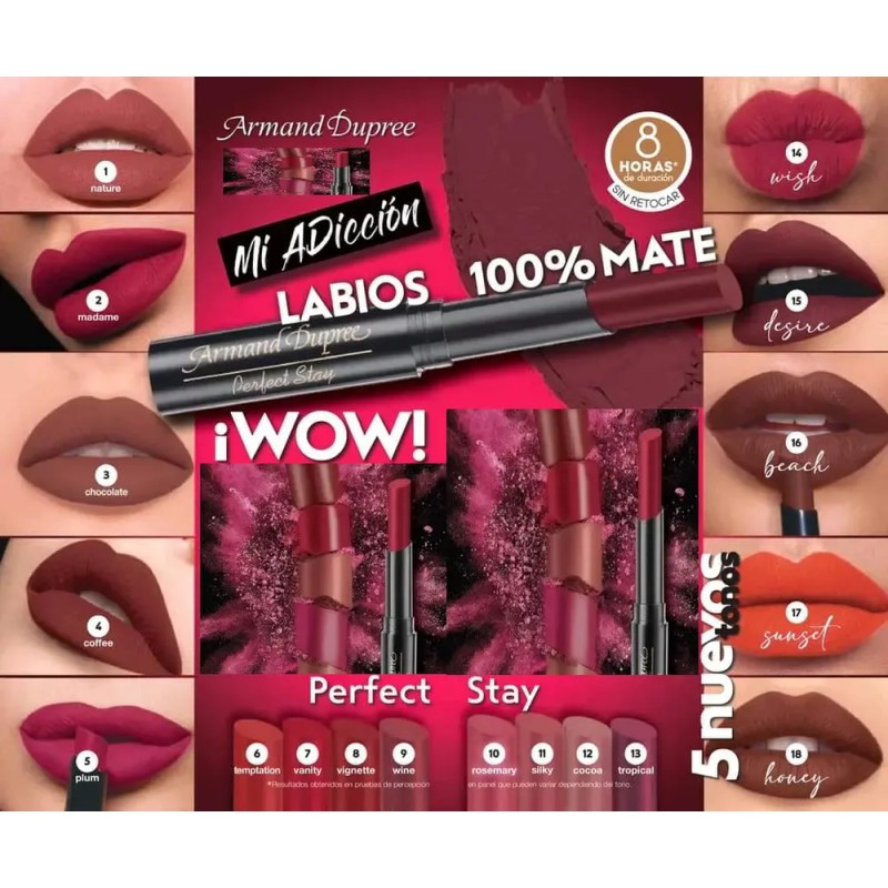 2 Labial Mate Armand Dupree Perfect Stay Tono A Elegir