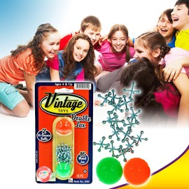 JA-RU Vintage Metal Jacks Game Set/Two Bouncy Balls. (6 Packs) Mini Jax Toy for Kids, Boys & Girls. Classic Family Retro Classics. Bulk Party Favors, Stocking Stuffers. 950-6p