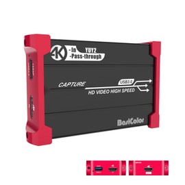 Basicolor Capture Board Switch Compatible, 1080P 60FPS Video Capture, 4K 30 FPS Pass-Through, USB 3.0 High Speed Transmission, YUY2 Uncompressed, Driver Not Required, Supports Various Video Streaming