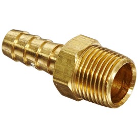 Anderson Metals 57001 Brass Hose Fitting, Adapter, 3/8" Barb x 3/8" NPT Male Pipe