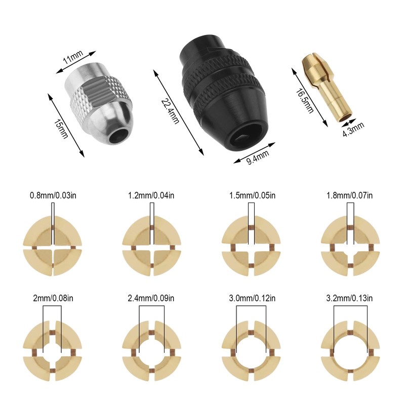 VGOL Brass Drill Chuck Collet Set Chuck Micro Electric Drill