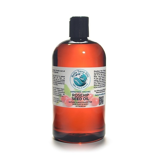 Rosehip Seed Oil 16 oz 100% Pure Cold-pressed Unrefined Organic - Bella Terra Oils