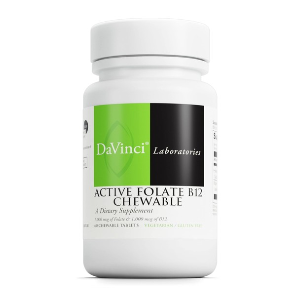 DAVINCI Labs Active Folate B12 Chewable - Dietary Supplement to Support Heart Health, Healthy Nerves, Immune Function and Energy Production* - with Folate and Vitamin B12-60 Chewable Tablets