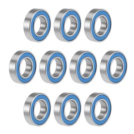 sourcing map 6800-2RS Deep Groove Ball Bearings 10mm x 19mm x 5mm Double Sealed Chrome Steel Blue Cover P6(ABEC3) 10pcs
