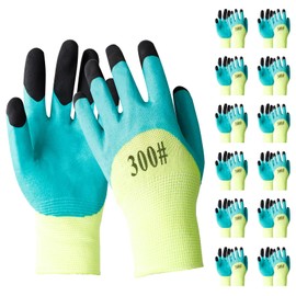 Work gloves, super abrasion resistant acrylic coating, thickened fingers, cut resistance, non-slip for improved grip, multi-purpose protective gloves, mechanical and industrial safety, XL (12 pairs)
