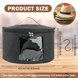 NINEFOX Hat Box Hat Storage Box Hat Boxes with S Hook for Women Storage & Men Foldable Hat Storage Boxes FoldableTravel Cap Boxes Collapsible Cowboy Hat Organizer