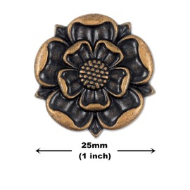 Bezelry 10 Pieces Tudor Rose Metal Shank Buttons. 25mm(1 inch) (Antique Copper)