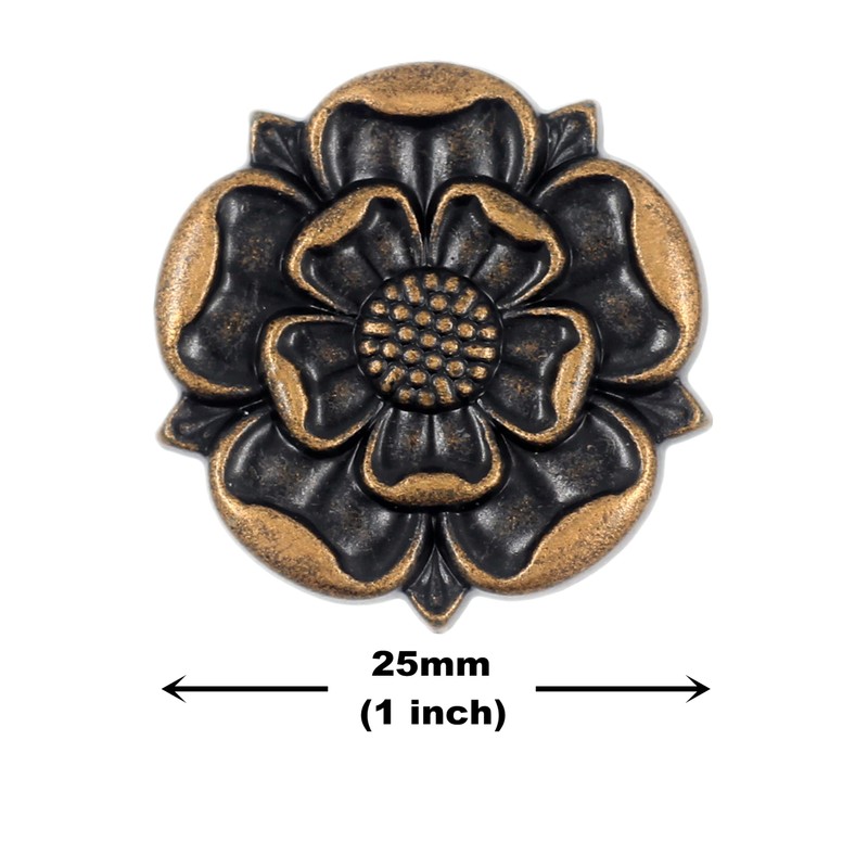 Bezelry 10 Pieces Tudor Rose Metal Shank Buttons. 25mm(1 inch)