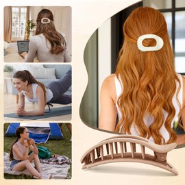 Senndio Flat Claw Clip, 4 Pack Matte Duckbill Hair Claws, Non-Slip Hair Clips For Women, Strong Hold Curved Design Hair Accessories For All Types